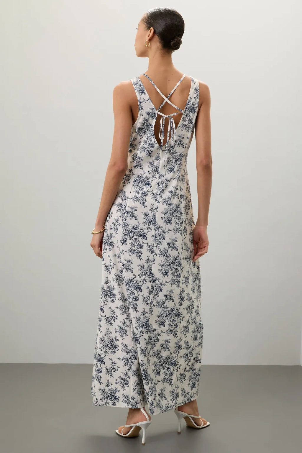 Blue A-Line V-Neck Lace Sleeveless Floor-Length Prom Dress - Chloe Dress