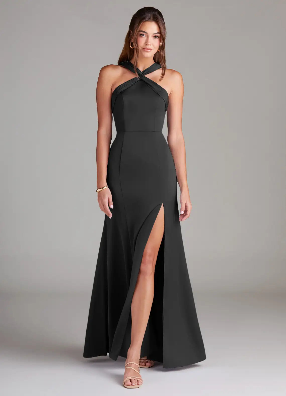 Halter Open Back High Slit Wedding Dress - Chloe Dress