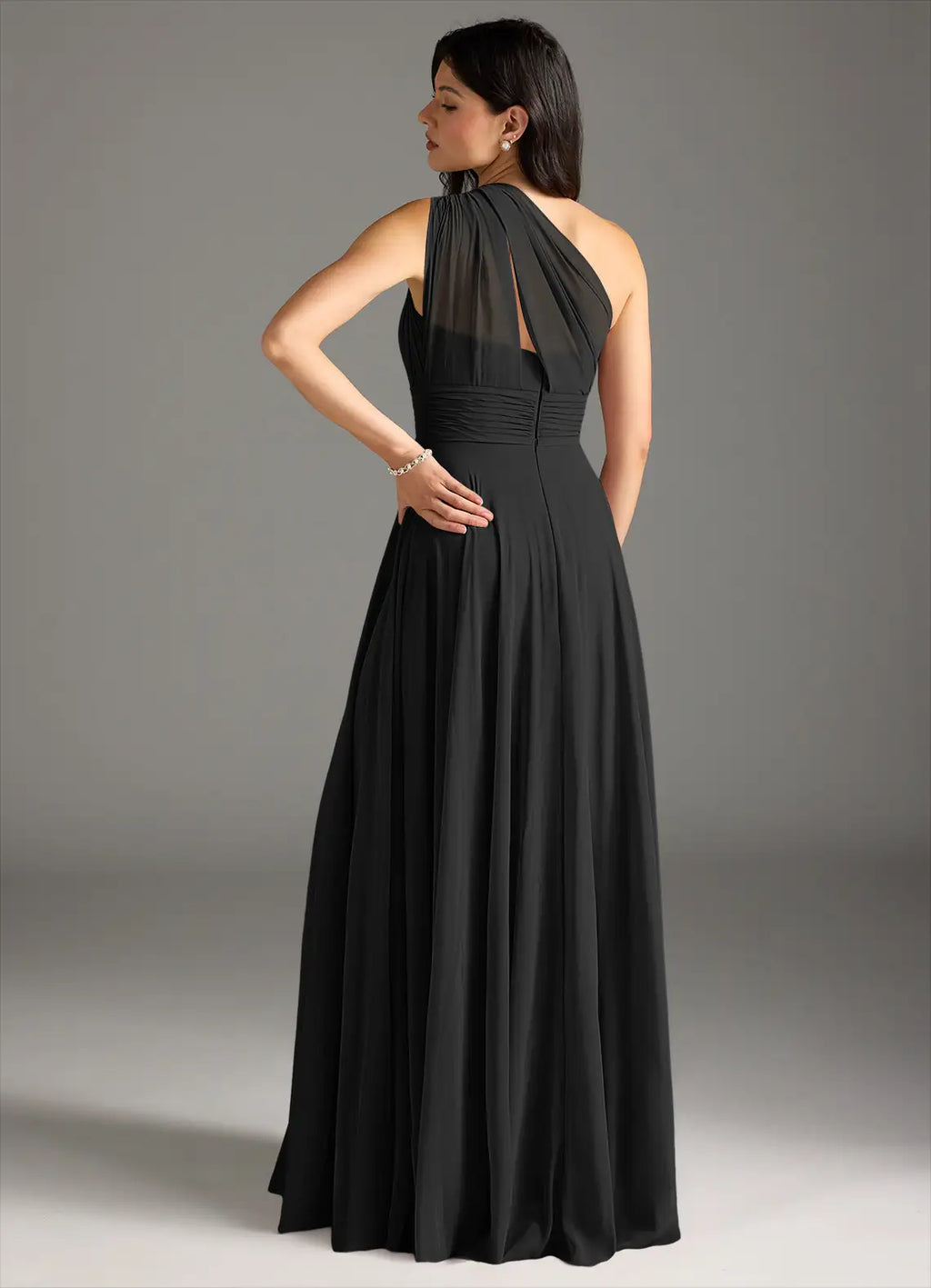 One-Shoulder Chiffon Wedding Dress - Chloe Dress