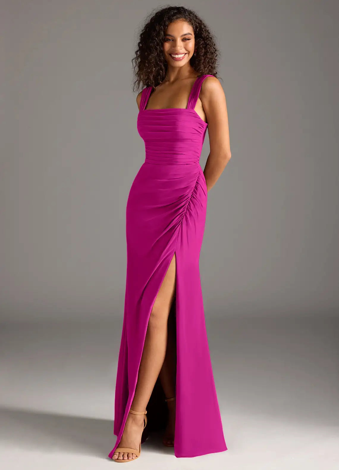Square Neck Chiffon Wedding Dress - Chloe Dress