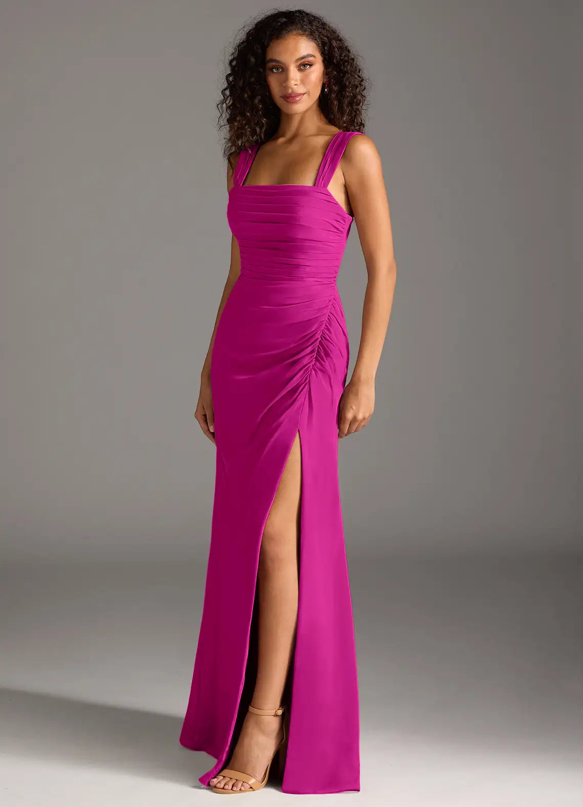 Square Neck Chiffon Wedding Dress - Chloe Dress