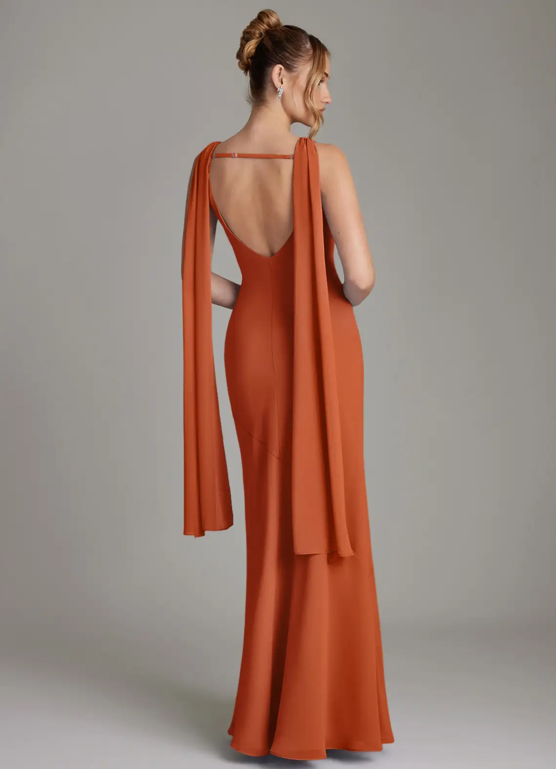 Cowl Neck Chiffon Open Back Floor-Length Wedding Dress - Chloe Dress