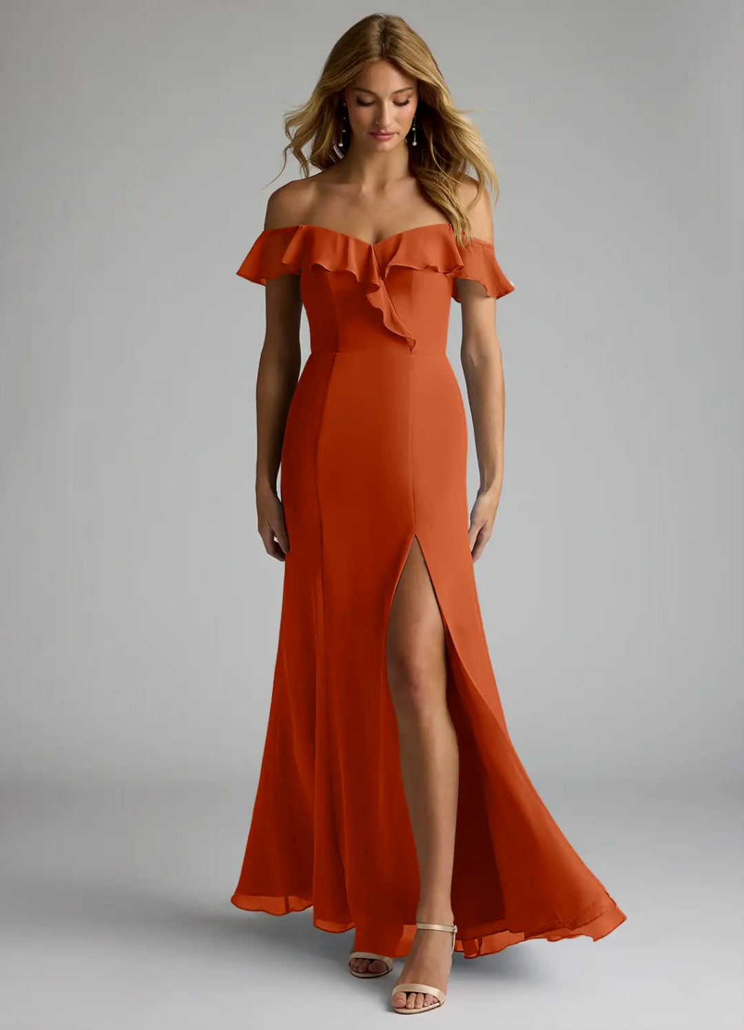 Mermaid Chiffon High Slit Floor-Length Wedding Dress - Chloe Dress