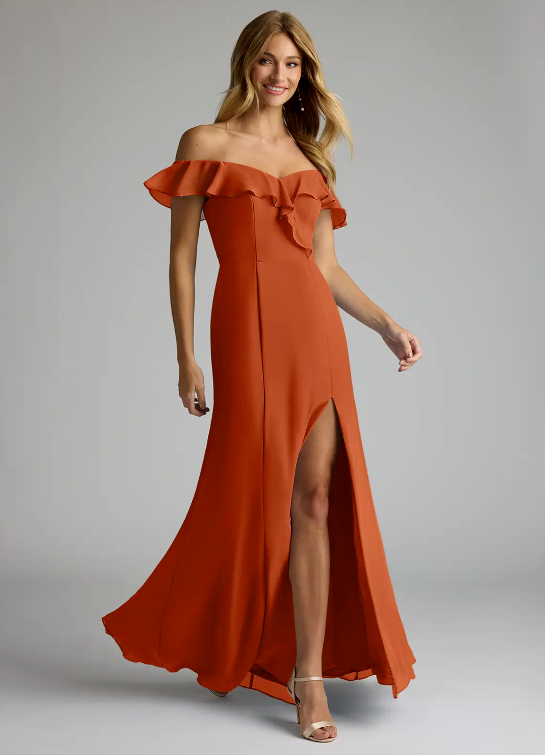 Mermaid Chiffon High Slit Floor-Length Wedding Dress - Chloe Dress