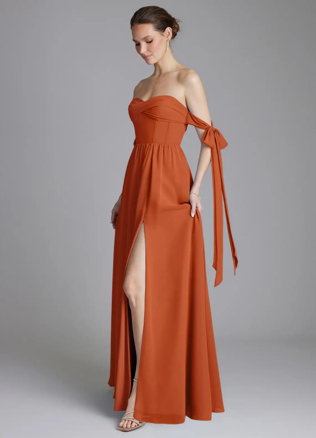 Sweetheart Chiffon High Slit Floor-Length Wedding Dress - Chloe Dress