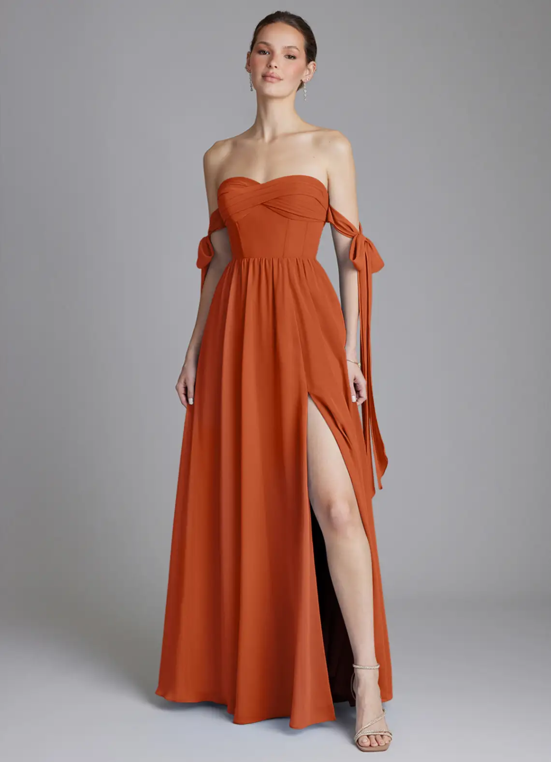 Sweetheart Chiffon High Slit Floor-Length Wedding Dress - Chloe Dress