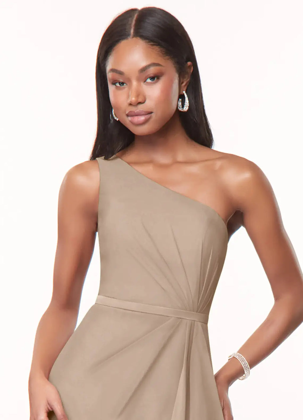 Sheath One-Shoulder Chiffon Sleeveless High Slit Floor-Length Wedding Dress - Chloe Dress