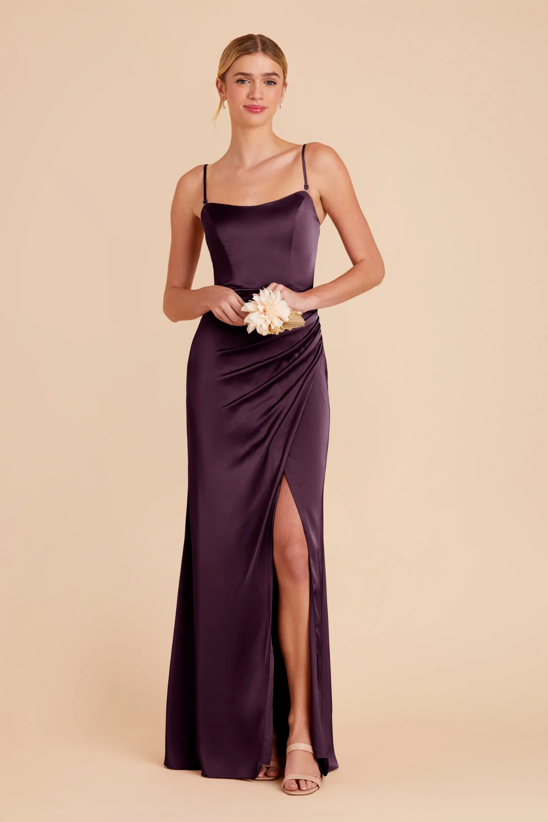 Satin High Slit Floor-Length Wedding Dress - Chloe Dress