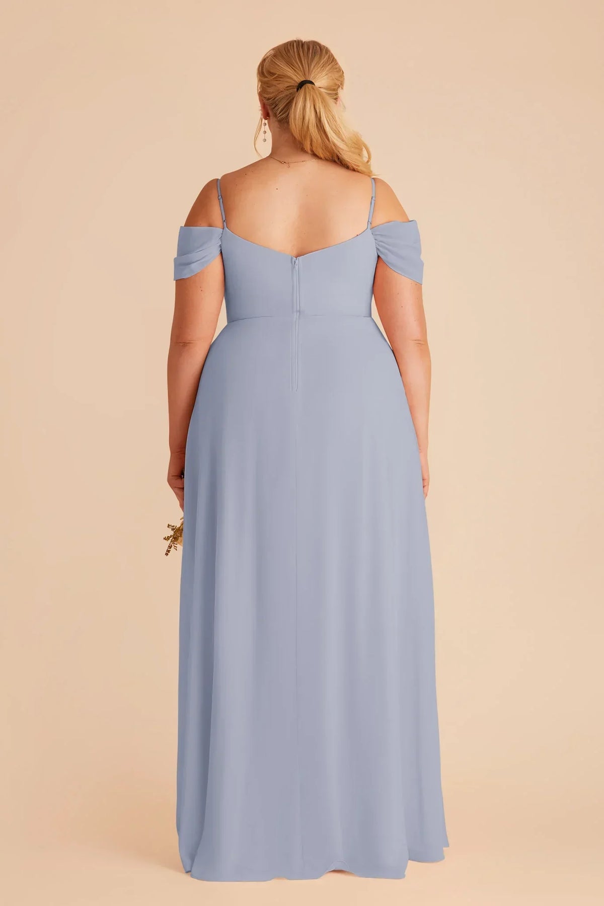 Blue V-Neck Chiffon High Slit Floor-Length Wedding Dress - Chloe Dress