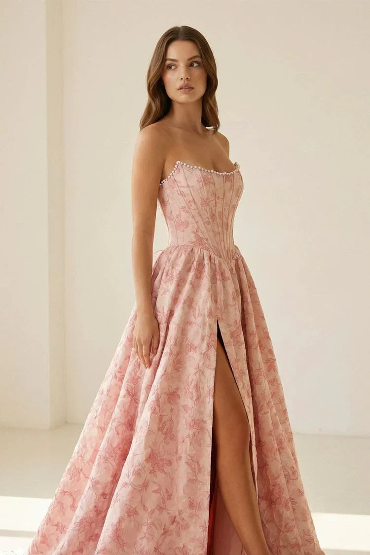 Ball Gown Strapless Lace Prom Gown - Chloe Dress
