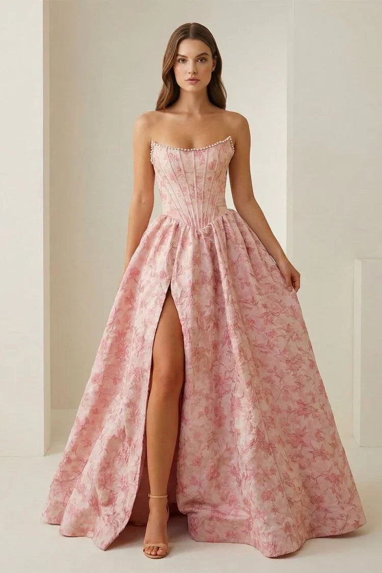 Ball Gown Strapless Lace Prom Gown - Chloe Dress