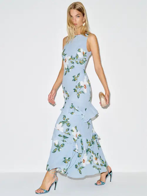 Mermaid Chiffon Sleeveless Ruffled Floor-Length Prom Dress - Chloe Dress