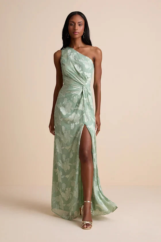 One-Shoulder Chiffon Sleeveless Floor-Length Prom Dress - Chloe Dress