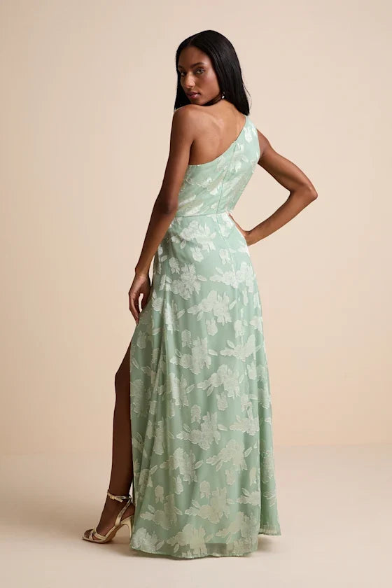 One-Shoulder Chiffon Sleeveless Floor-Length Prom Dress - Chloe Dress