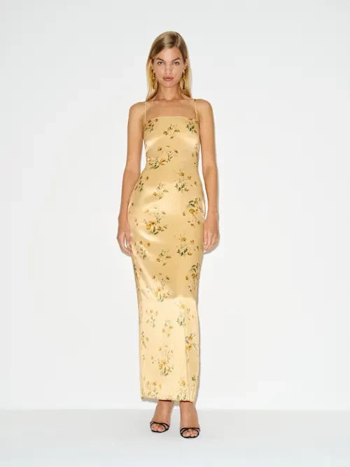 Sheath Spaghetti Strap Satin Floor-Length Prom Dress - Chloe Dress