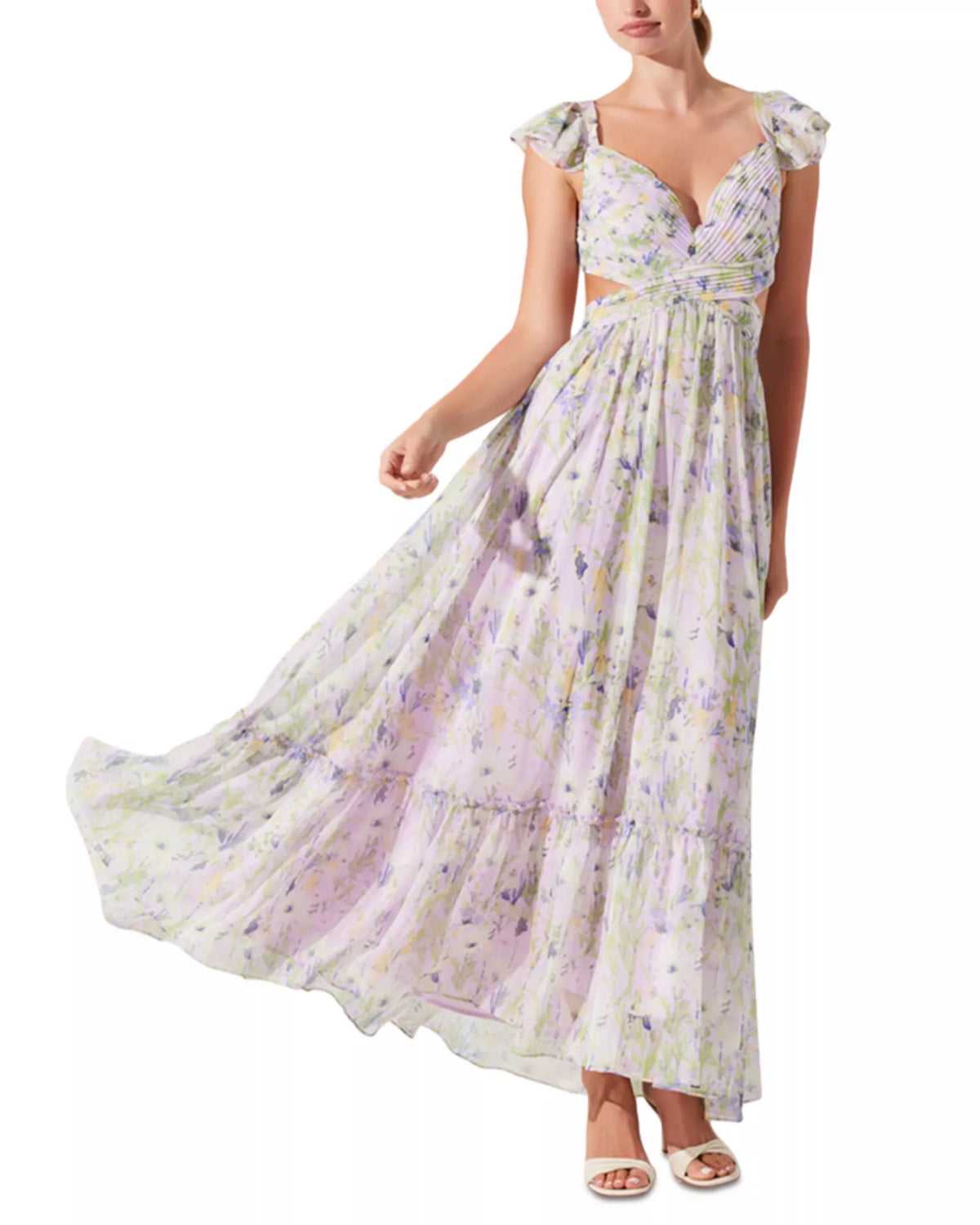 Sweetheart Lace Cap Sleeve Ruffled Ankle-Length Prom Dress - Chloe Dress