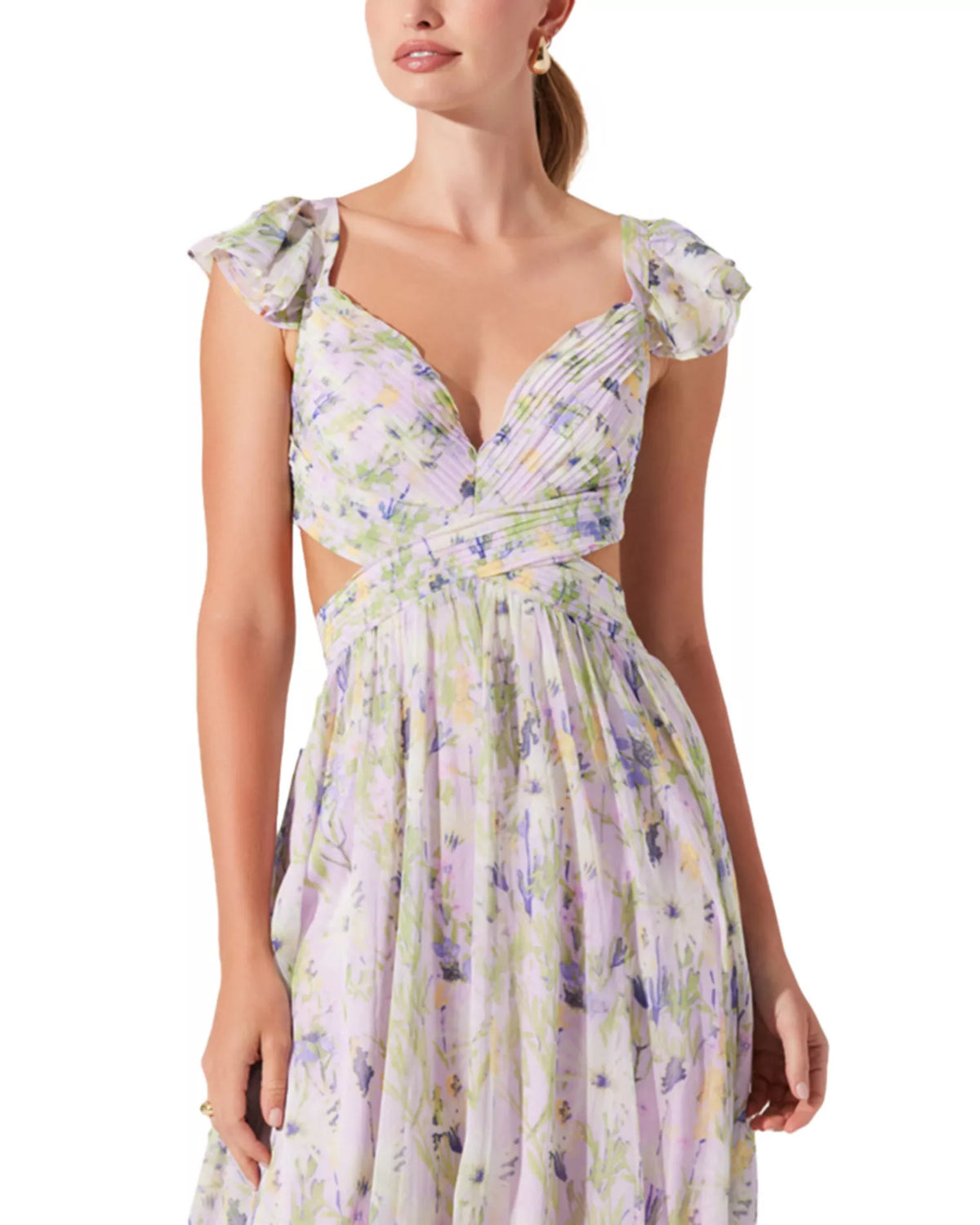 Sweetheart Lace Cap Sleeve Ruffled Ankle-Length Prom Dress - Chloe Dress