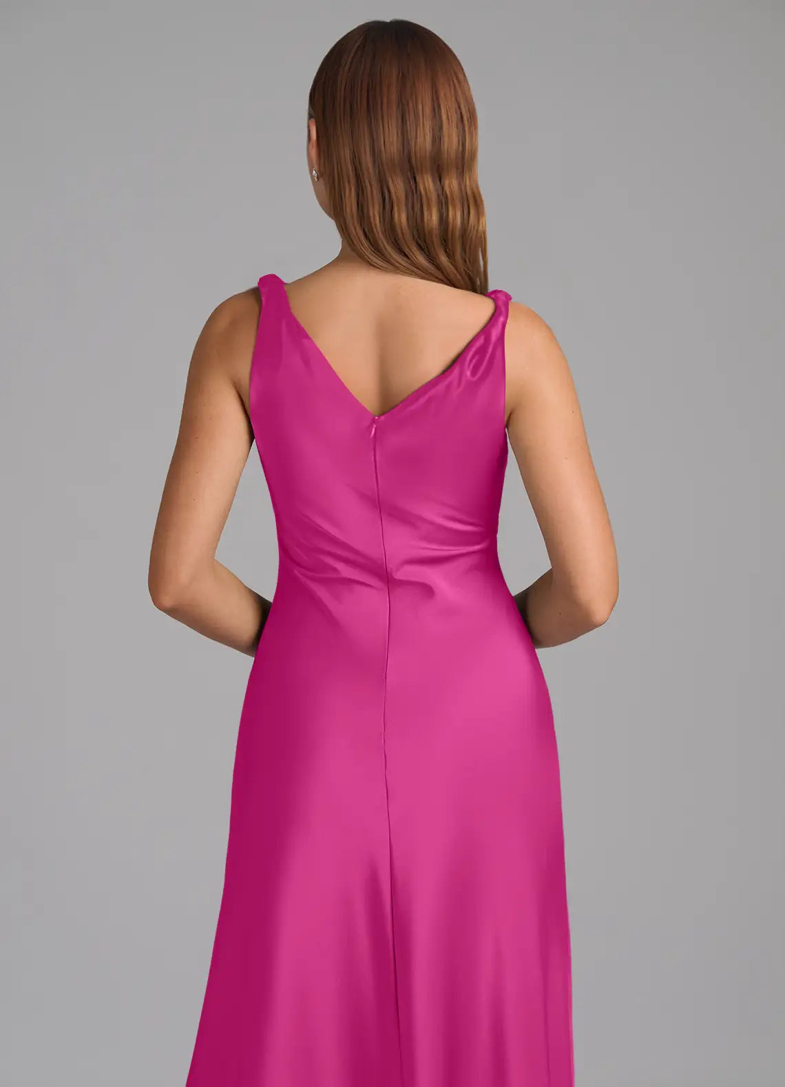 Cowl Neck Satin Sleeveless Floor-Length Wedding Dress - Chloe Dress