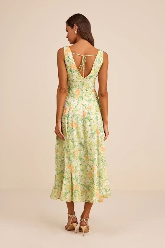 A-Line V-Neck Sleeveless Midi Prom Dress - Chloe Dress
