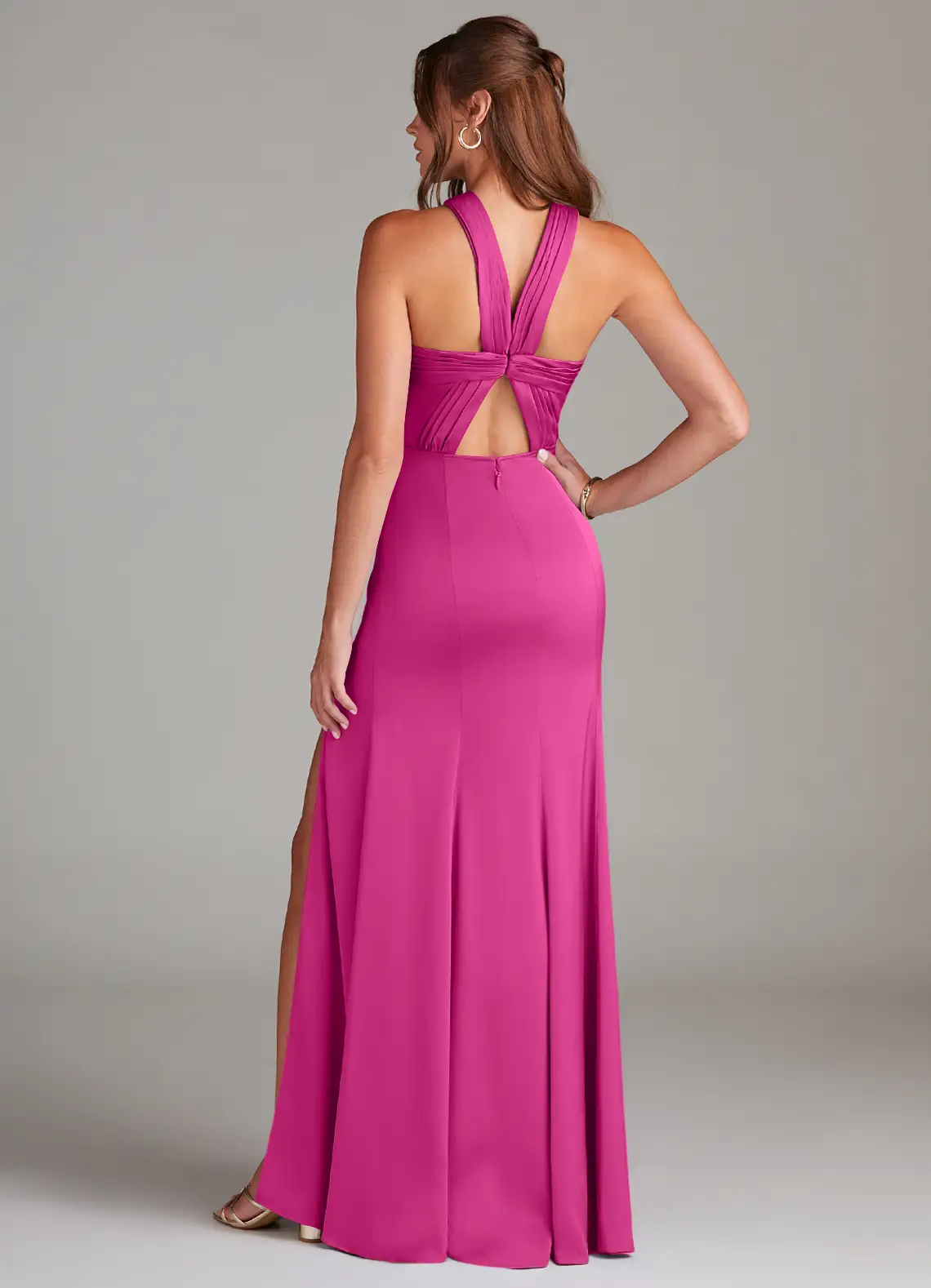 Halter Open Back High Slit Floor-Length Wedding Dress - Chloe Dress