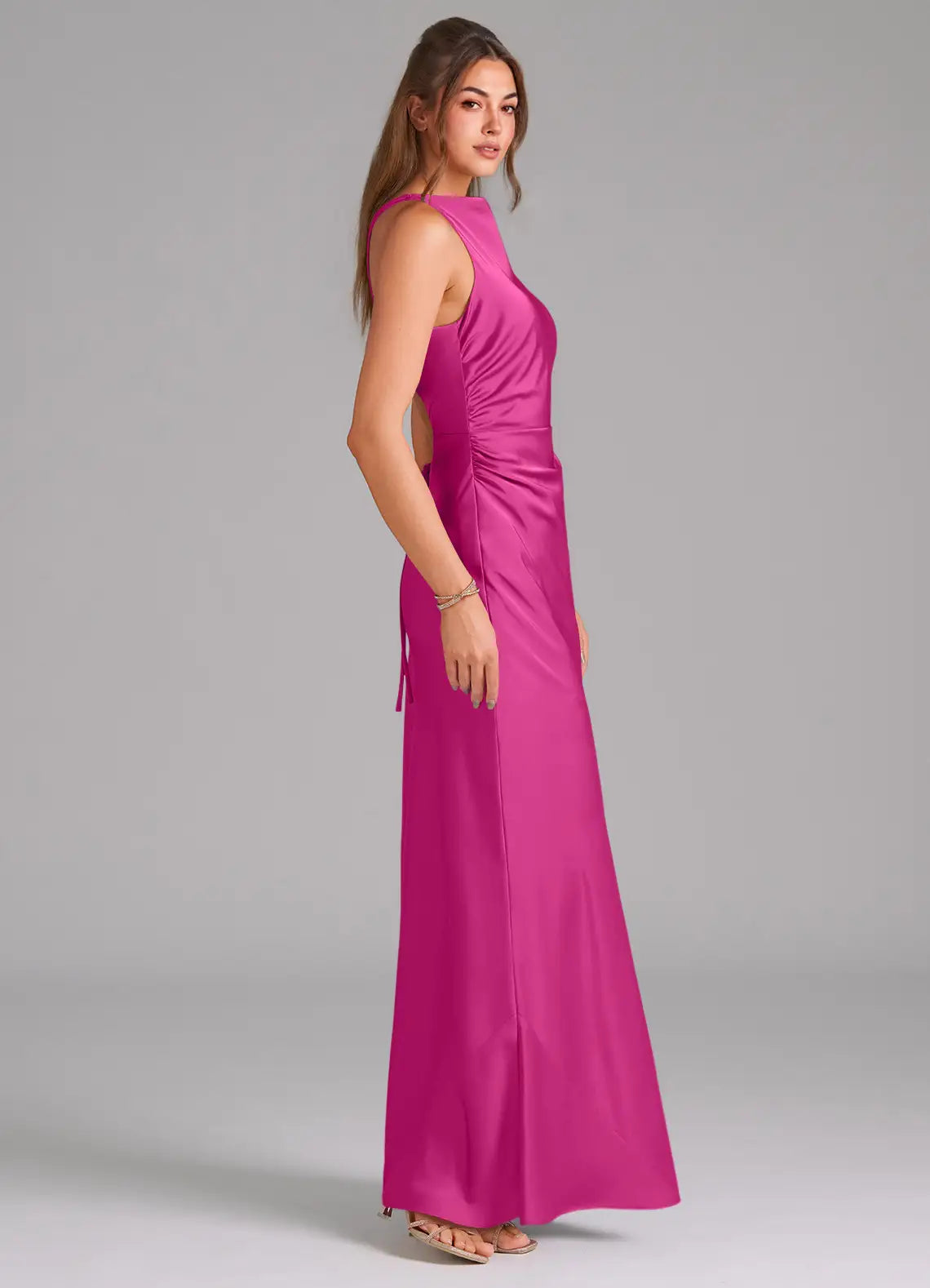 High Neck Satin Wedding Dress - Chloe Dress