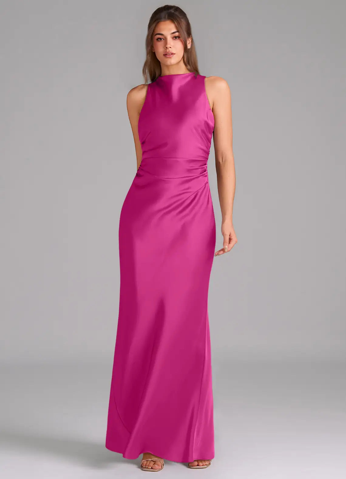 High Neck Satin Wedding Dress - Chloe Dress