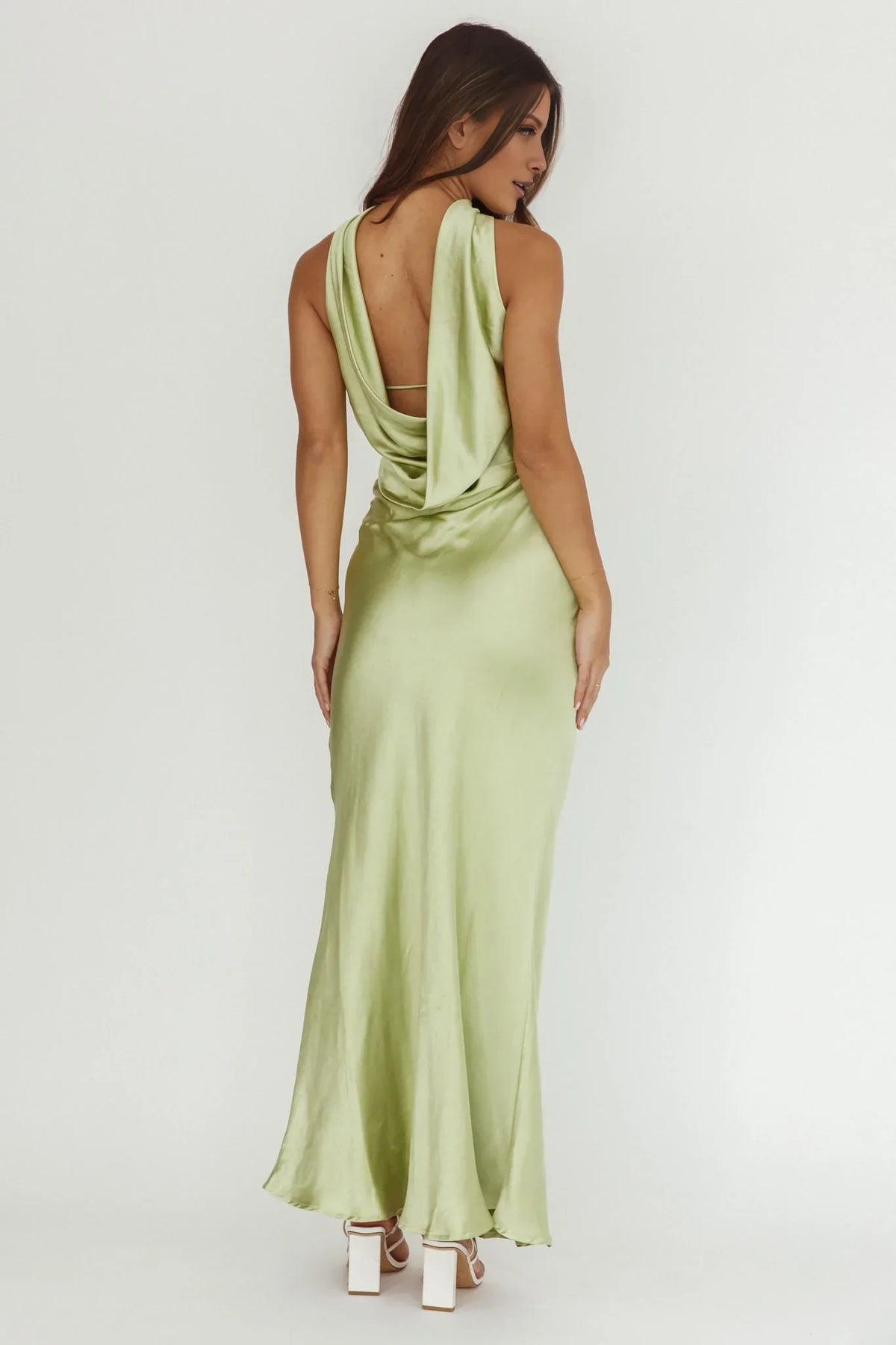 Green Strapless Satin Sleeveless Floor-Length Prom Dress - Chloe Dress