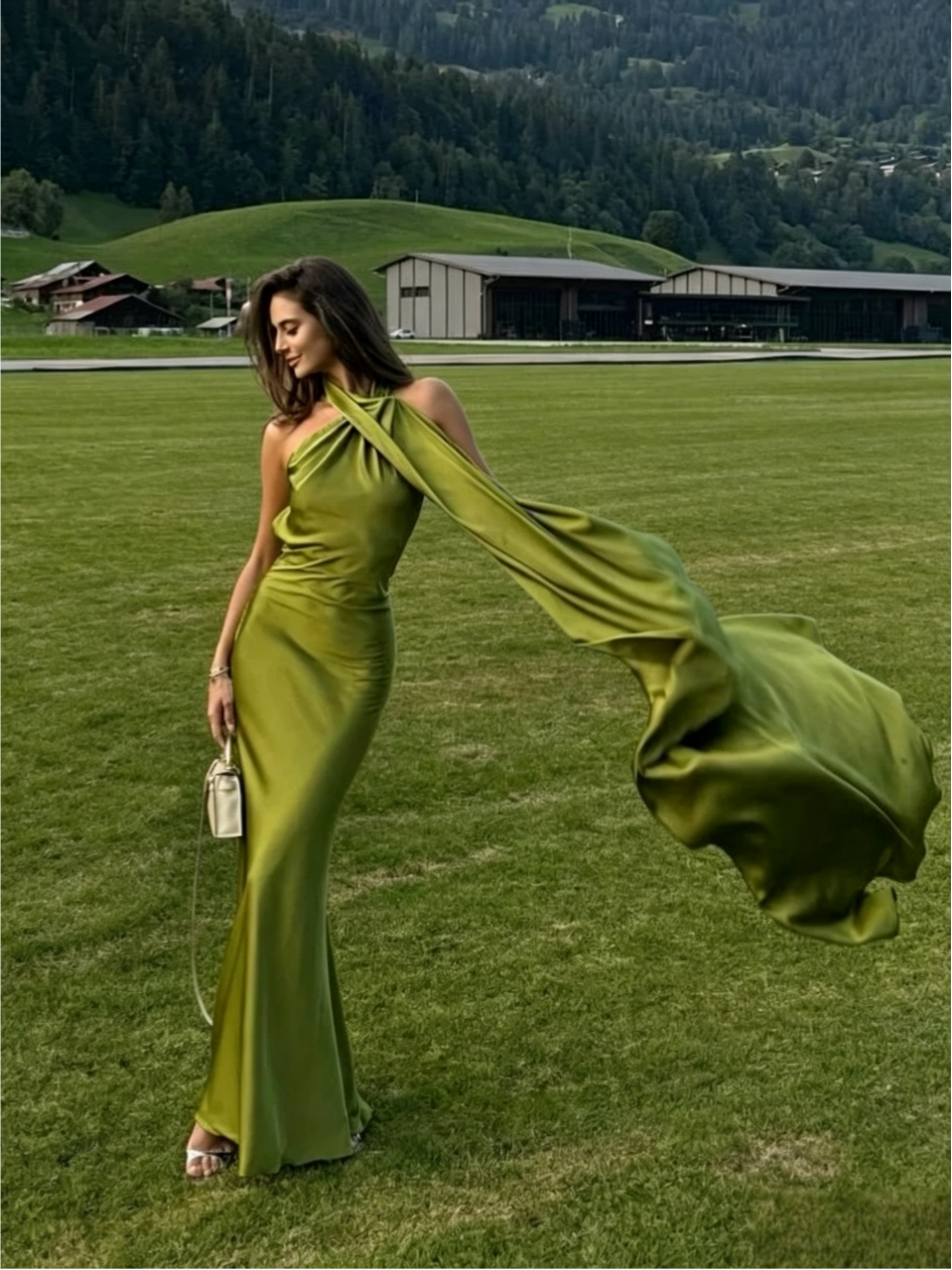 Mermaid One-Shoulder Sleeveless Open Back Draped Floor-Length Evening Dress - Chloe Dress