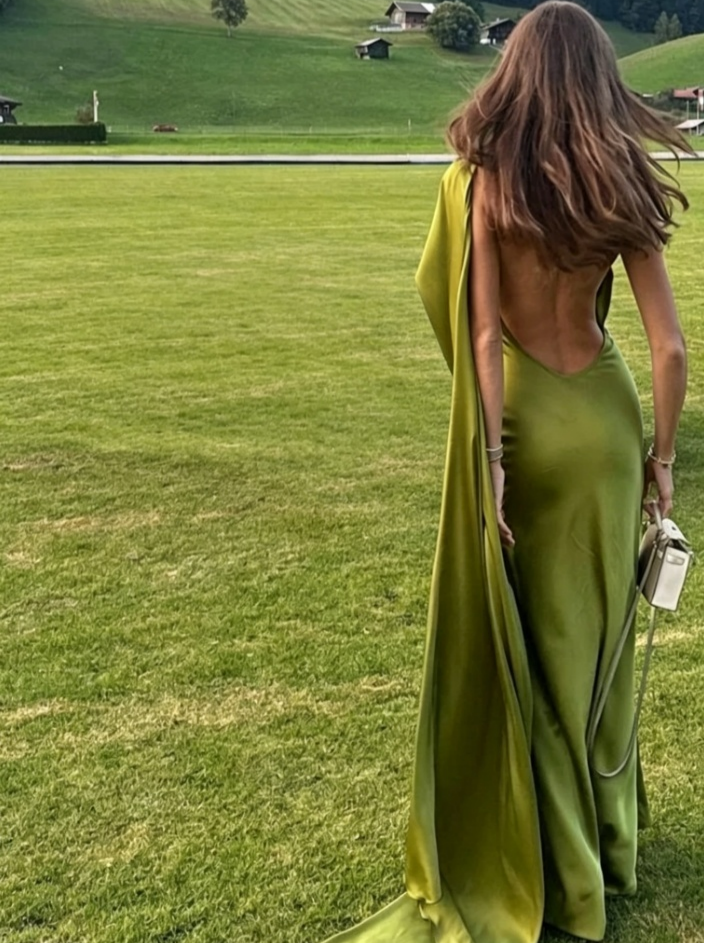 Mermaid One-Shoulder Sleeveless Open Back Draped Floor-Length Evening Dress - Chloe Dress