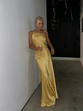 Mermaid One-Shoulder Sleeveless Open Back Floor-Length Evening Dress - Chloe Dress