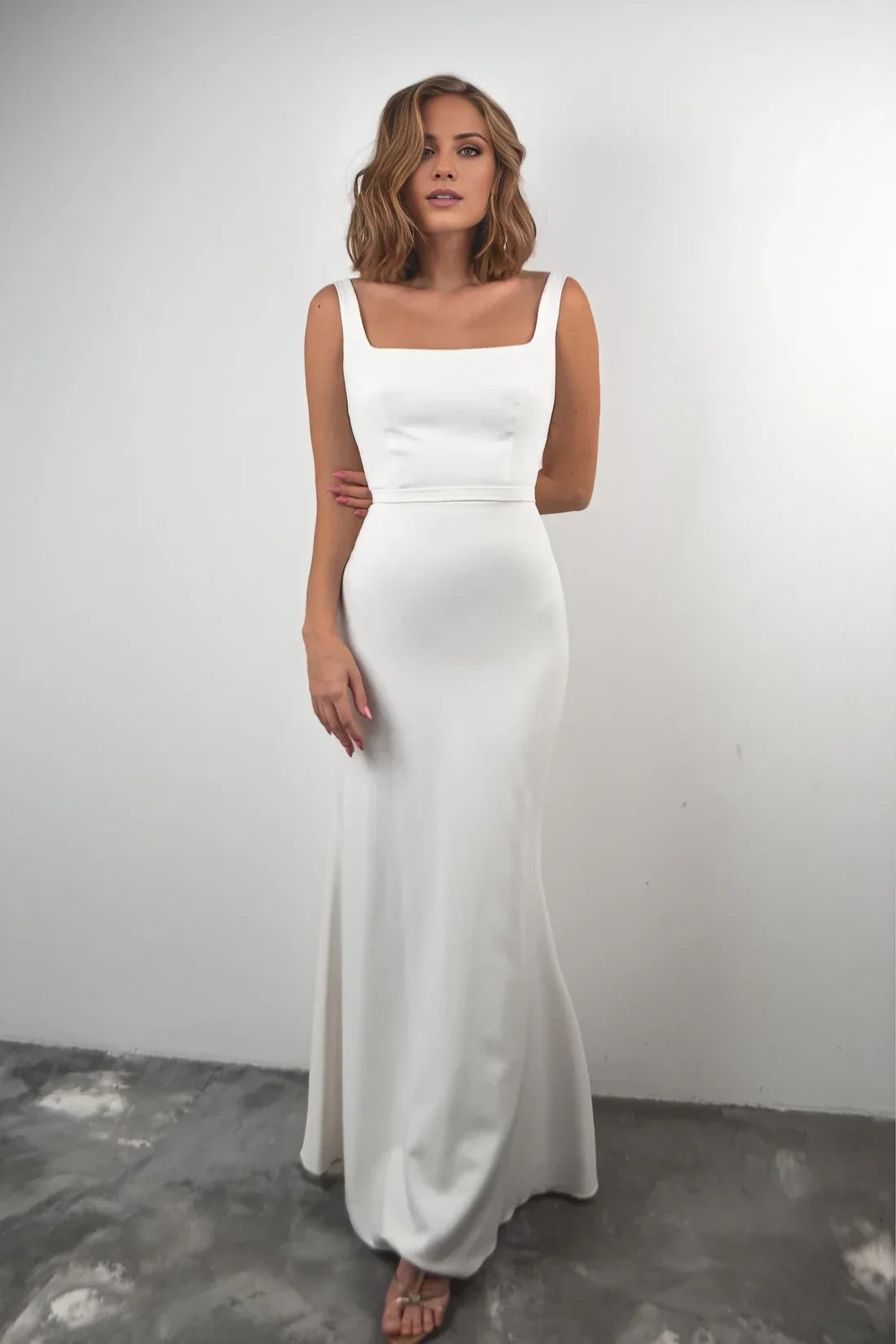 Mermaid Square Neck Sleeveless Floor-Length Wedding Dress - Chloe Dress