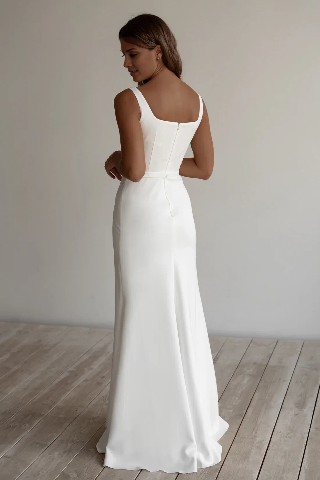 Mermaid Square Neck Sleeveless Floor-Length Wedding Dress - Chloe Dress