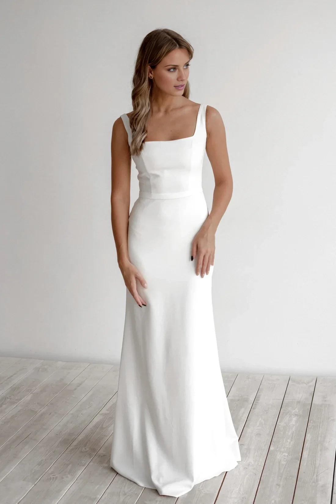 Mermaid Square Neck Sleeveless Floor-Length Wedding Dress - Chloe Dress