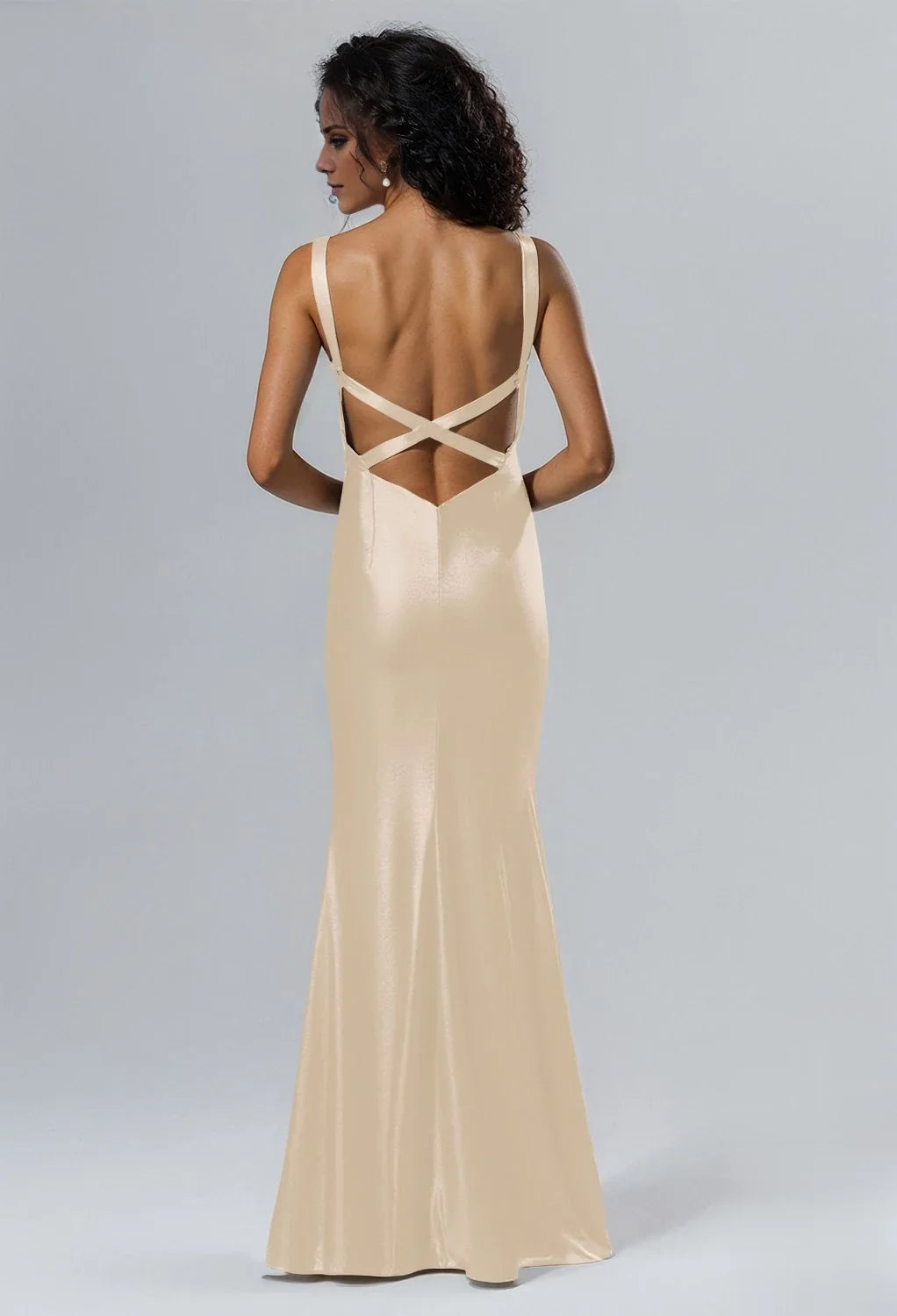 Mermaid V-Neck Sleeveless Zipper Back Floor-Length Wedding Dress - Chloe Dress