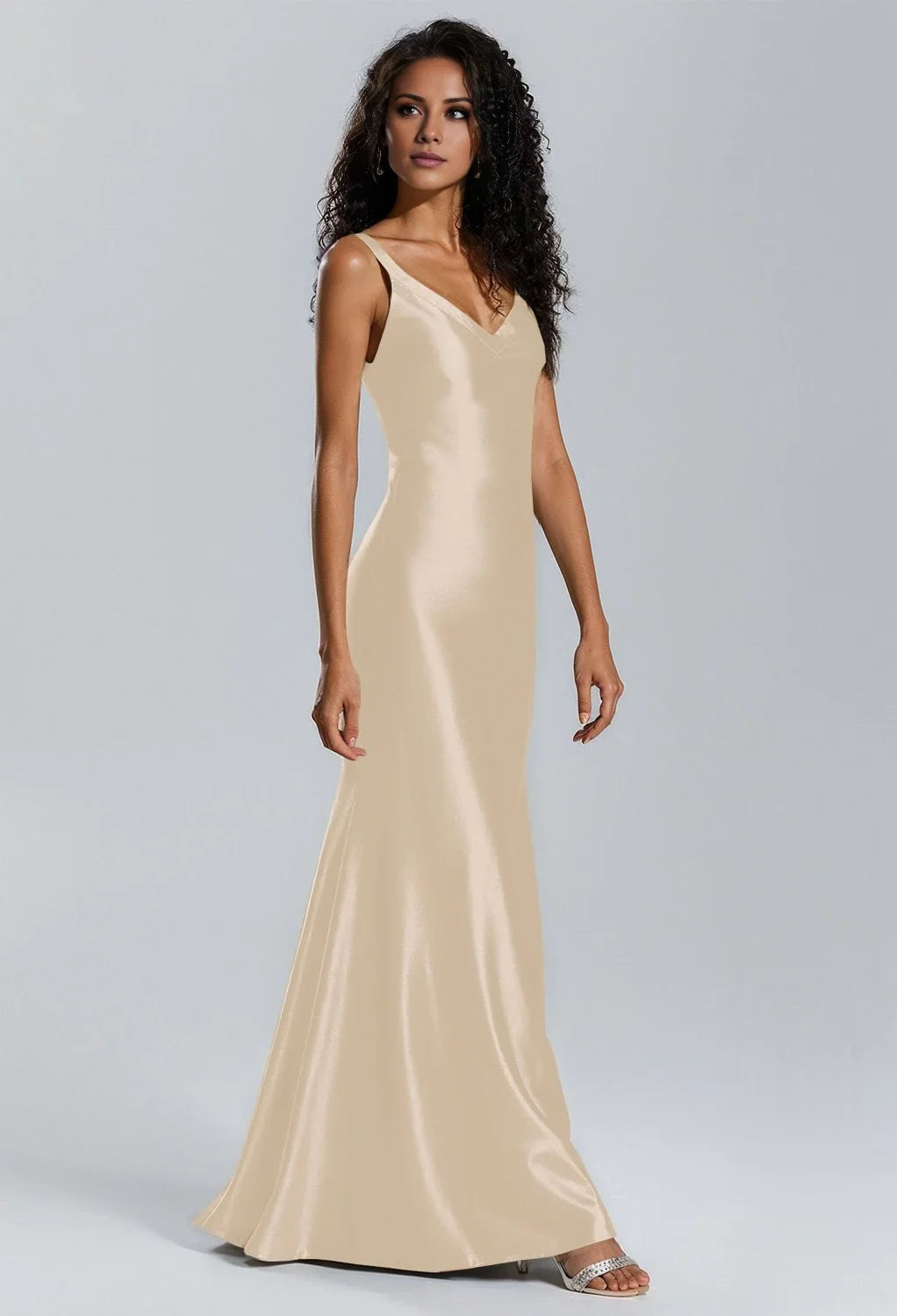 Mermaid V-Neck Sleeveless Zipper Back Floor-Length Wedding Dress - Chloe Dress