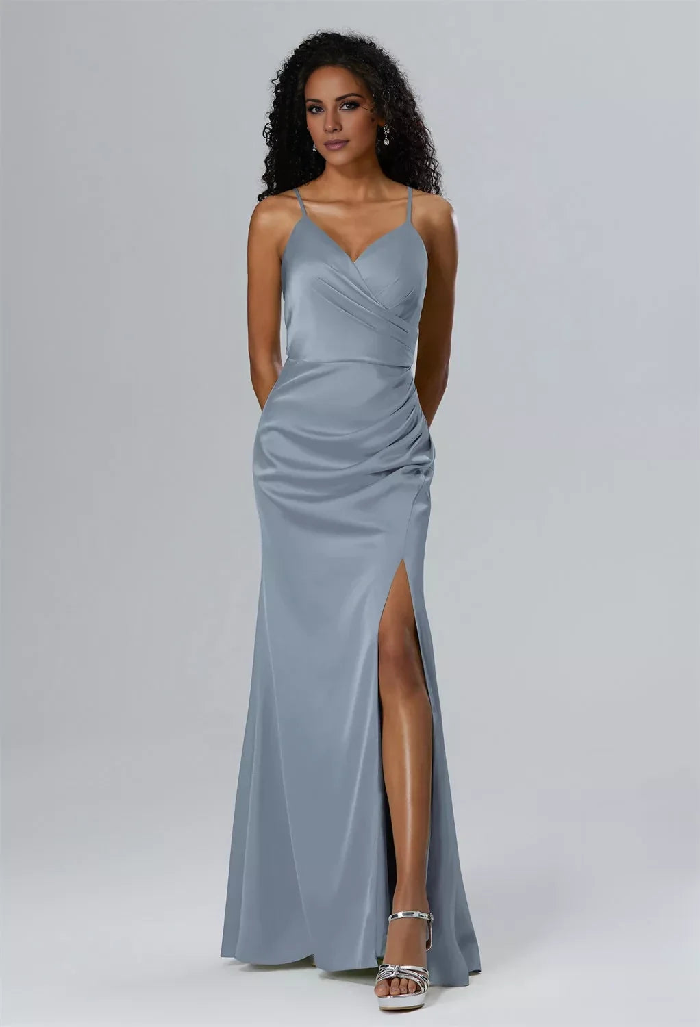 Mermaid V-Neck Sleeveless High Slit Floor-Length Wedding Dress - Chloe Dress