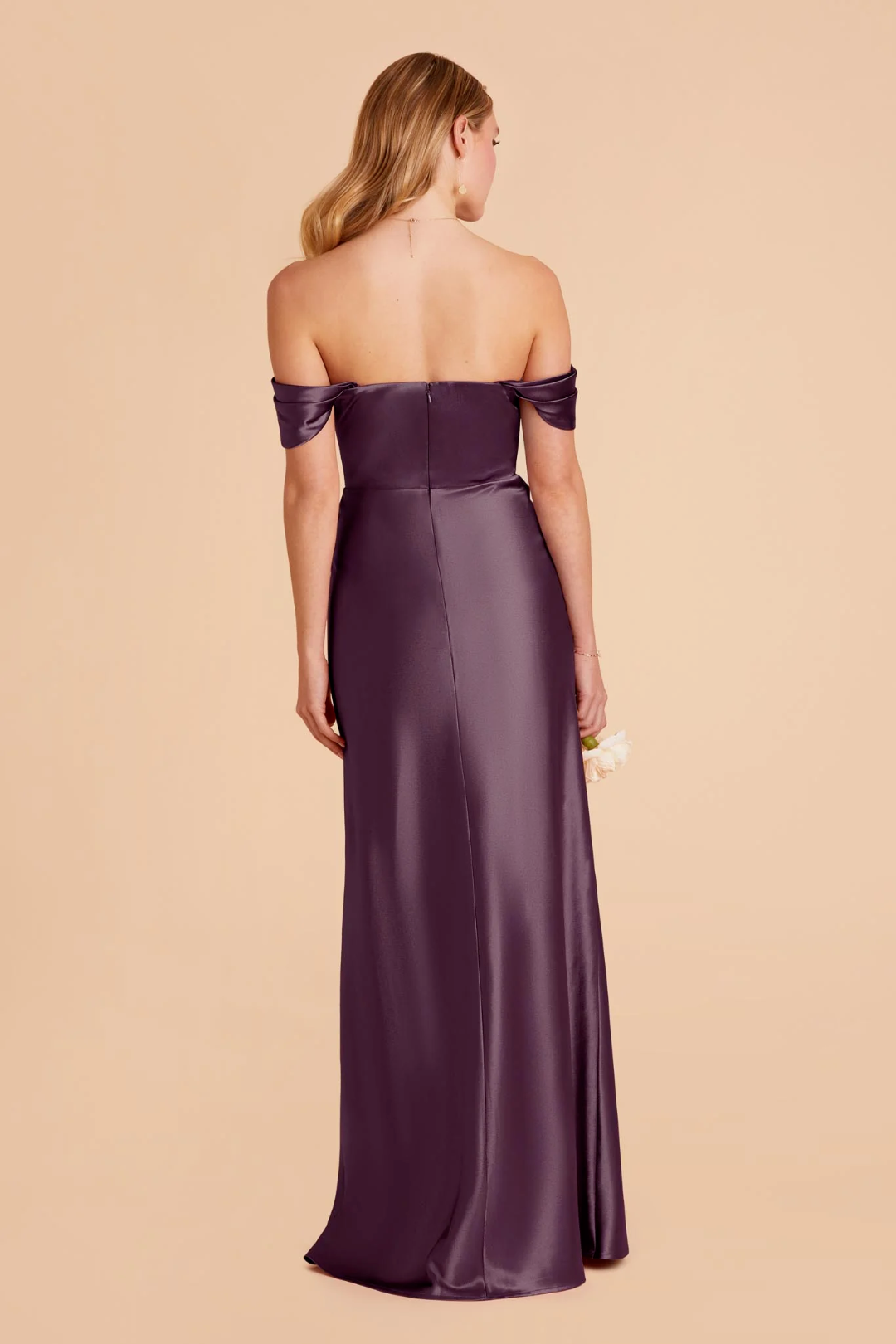 High Neck Satin High Slit Floor-Length Wedding Dress - Chloe Dress