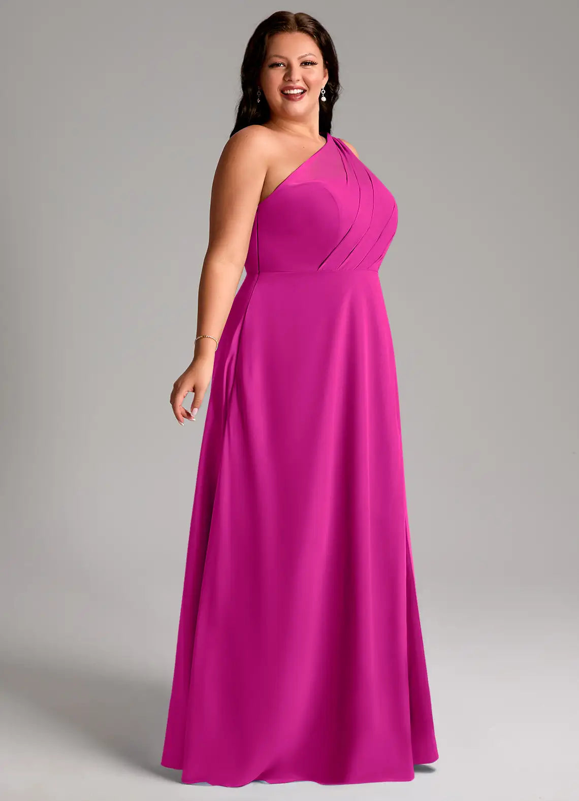 One-Shoulder High Slit Floor-Length Wedding Dress - Chloe Dress