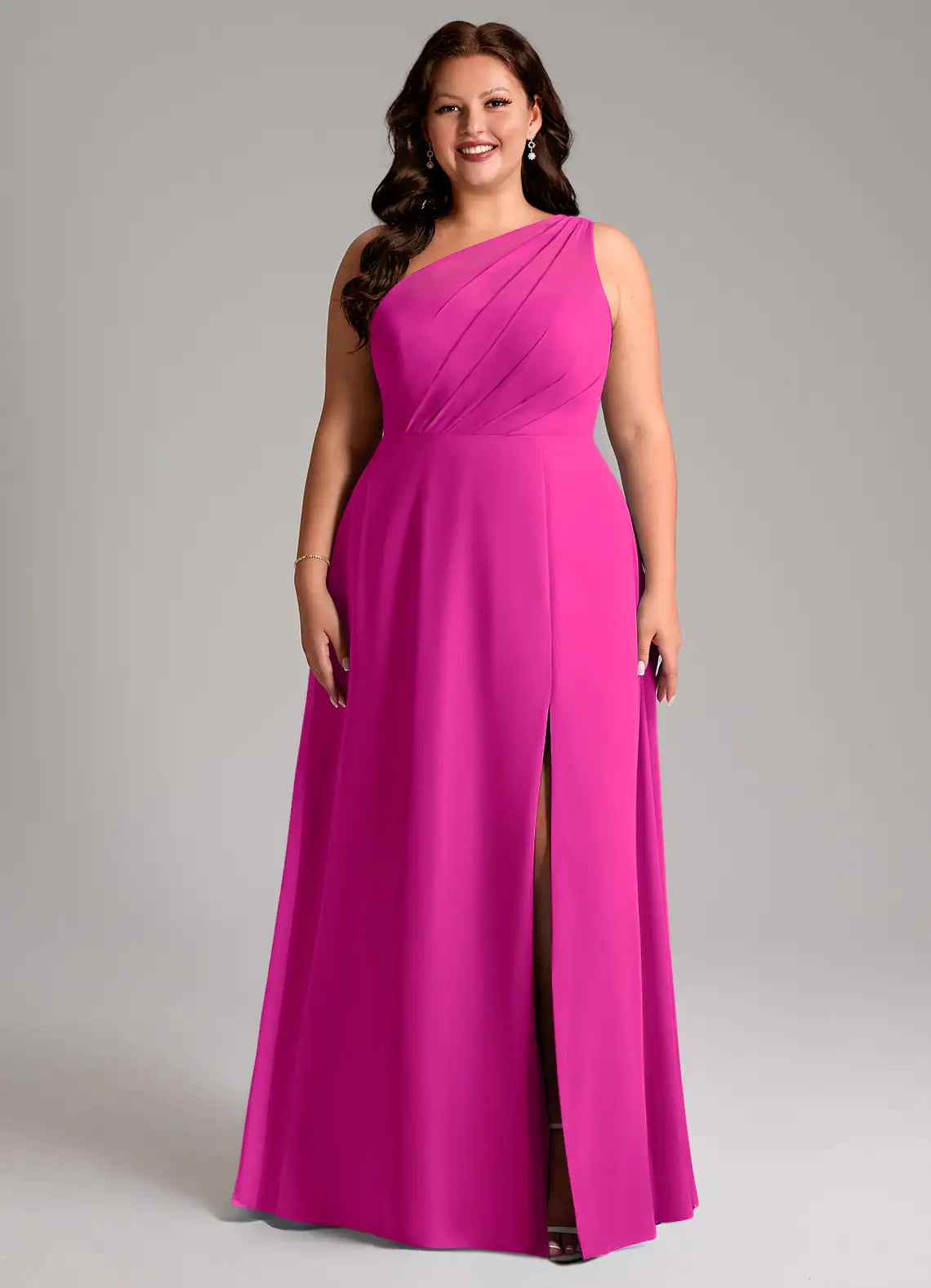 One-Shoulder High Slit Floor-Length Wedding Dress - Chloe Dress