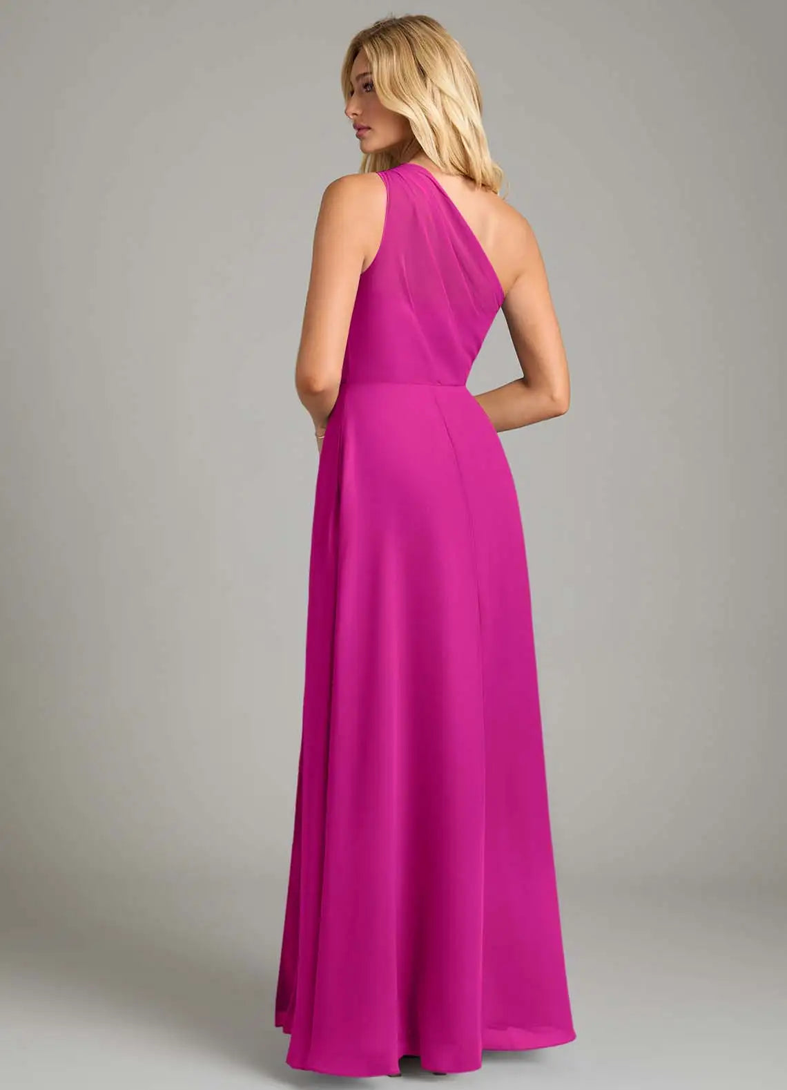 One-Shoulder High Slit Floor-Length Wedding Dress - Chloe Dress