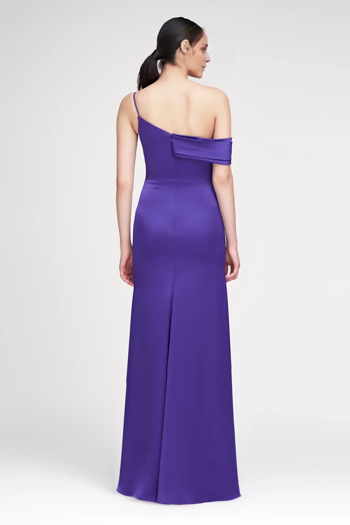 One-Shoulder Satin Sleeveless Asymmetric Floor-Length Evening Dress - Chloe Dress