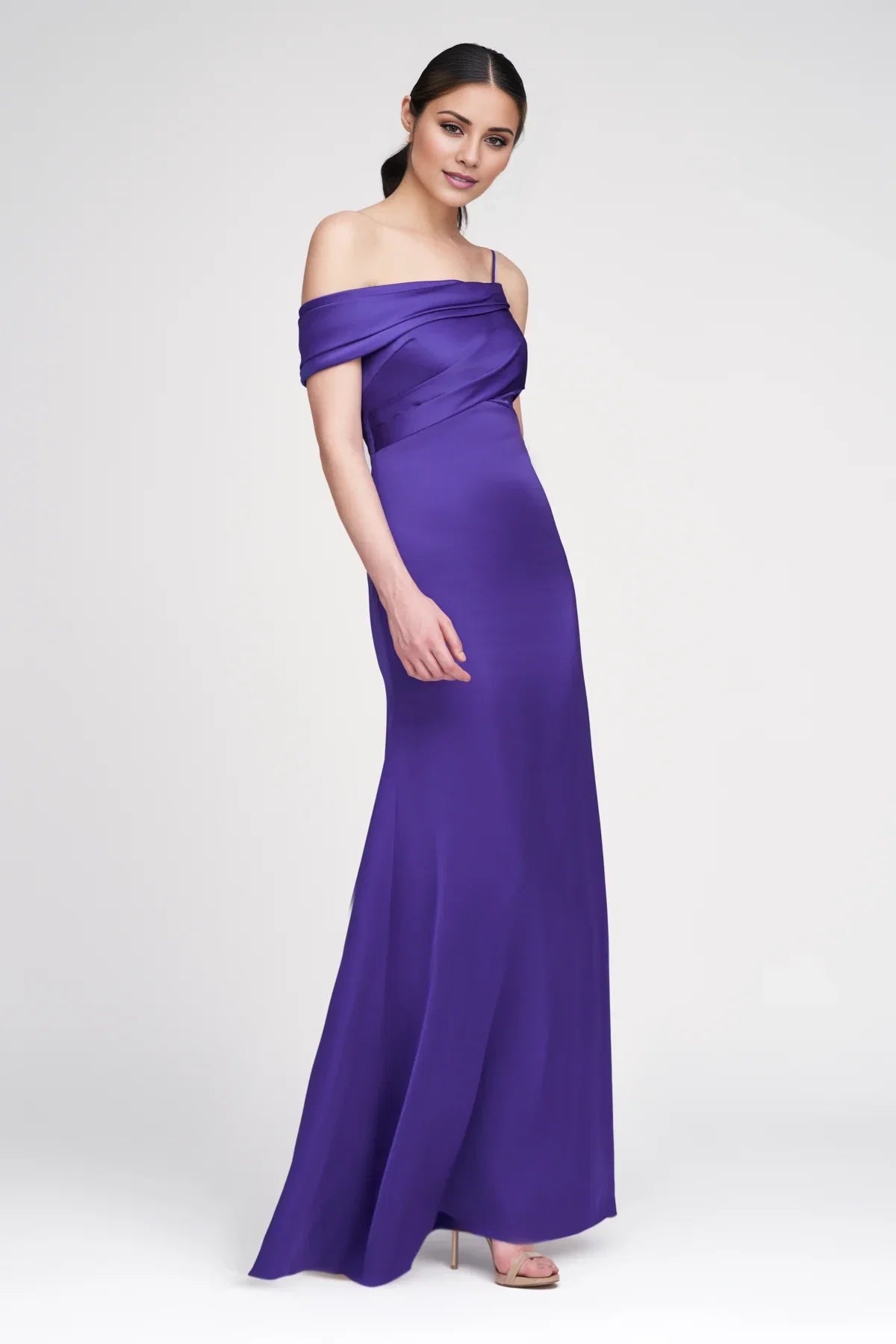 One-Shoulder Satin Sleeveless Asymmetric Floor-Length Evening Dress - Chloe Dress