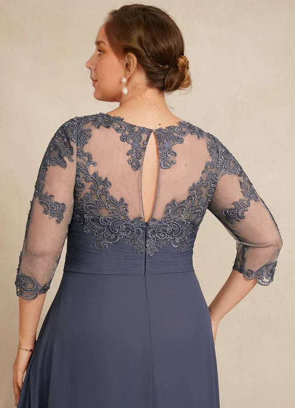 Blue Illusion Lace Asymmetric Dress - Chloe Dress