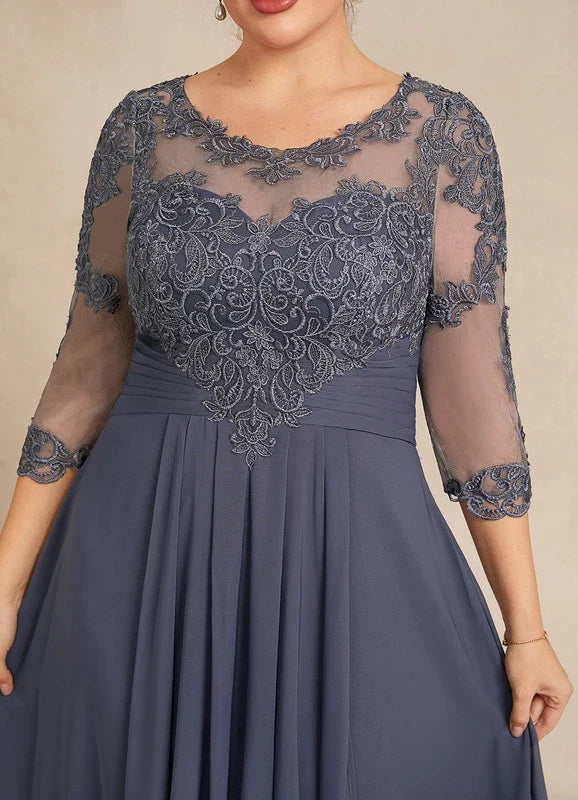 Blue Illusion Lace Asymmetric Dress - Chloe Dress
