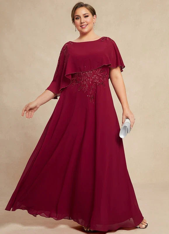 Burgundy Beaded Floor-Length Dress - Chloe Dress