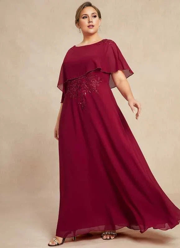 Burgundy Beaded Floor-Length Dress - Chloe Dress
