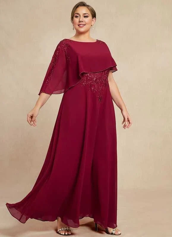 Burgundy Beaded Floor-Length Dress - Chloe Dress