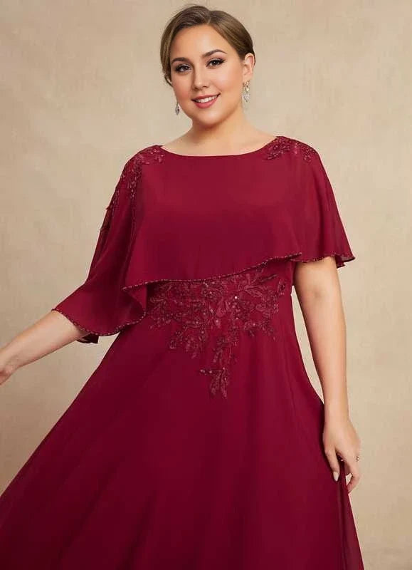 Burgundy Beaded Floor-Length Dress - Chloe Dress
