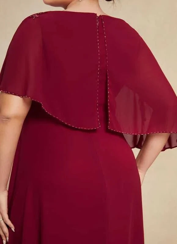 Burgundy Beaded Floor-Length Dress - Chloe Dress