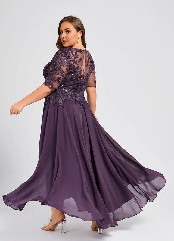 Purple Lace Asymmetric Dress - Chloe Dress